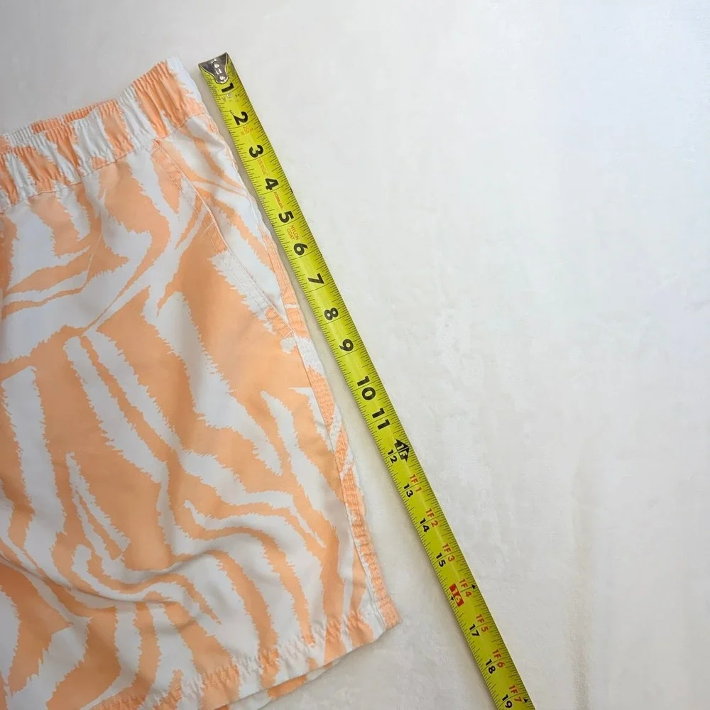 Cotton On Beach Shorts Mens Large Orange Zebra Print Recycled Swim Trunks